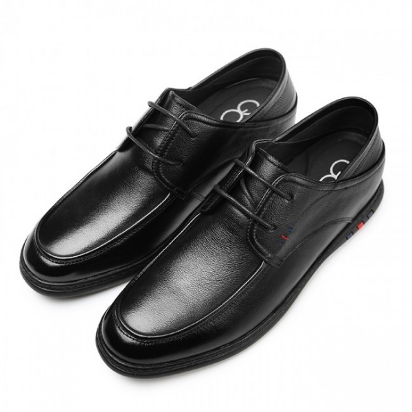 2.2Inch / 5.5cm Lace Up Black British Elevator Driving Slipper Shoes