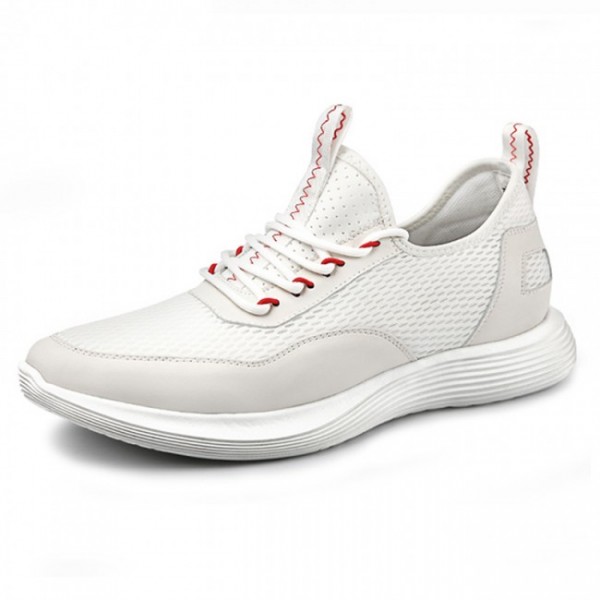 2.4 Inch / 6cm White Mesh Hollow Out Elevator Sneakers Running Shoes