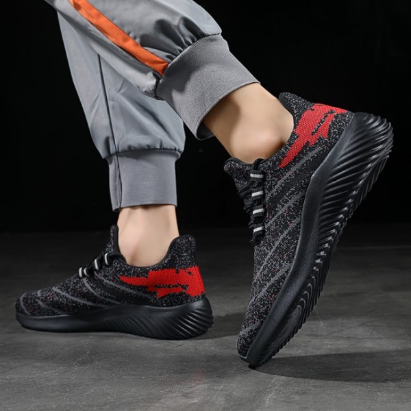 2.2Inch / 5.5cm Black-Red Tide Lift Flyknit Sneakers Slip On Casual Shoes