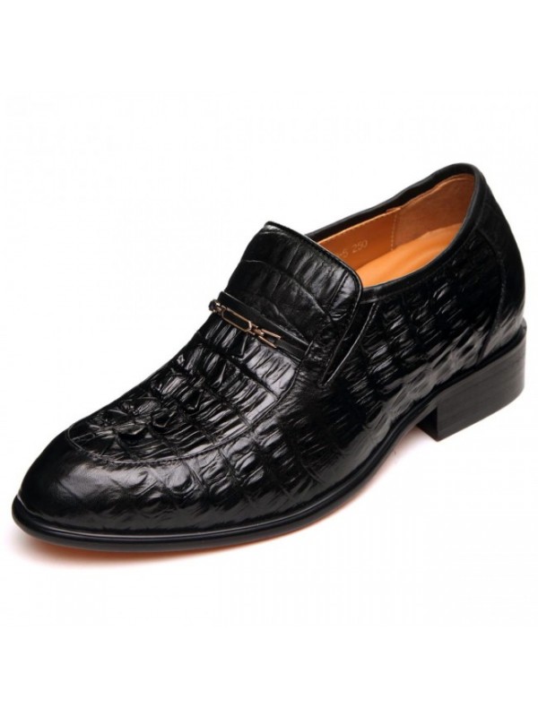 New 2.56Inches/6.5CM Black crocodile Leather Elevator Business Office Shoes