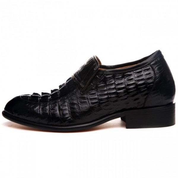 New 2.56Inches/6.5CM Black crocodile Leather Elevator Business Office Shoes