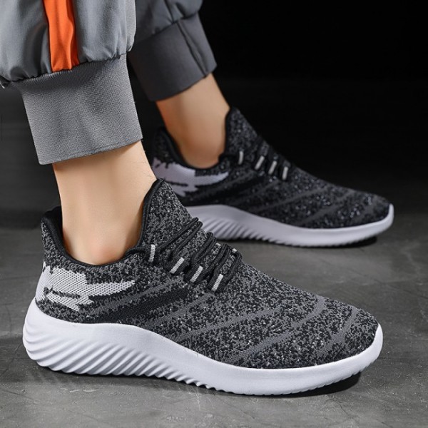 2.2Inch / 5.5cm Black-White Tide Flyknit Sneakers Slip On Elevator Shoes