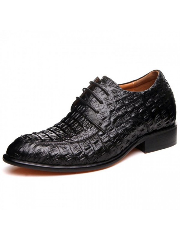 Popular handmade crocodile Formal Shoes Increase Height 2.56Inches/6.5CM Lace-Up Dress Shoes