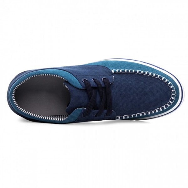 2.2Inches/5.5CM Blue Canvas Height Increasing Trainers Elevator Boat Shoes