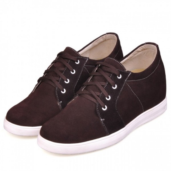 Men 2.75Inches/7CM Coffee Wool Lining Height Shoes