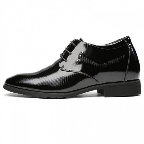 3.2Inches/8CM Black Cowhide European Elevator Shoes Tuxedo Busines Oxfords