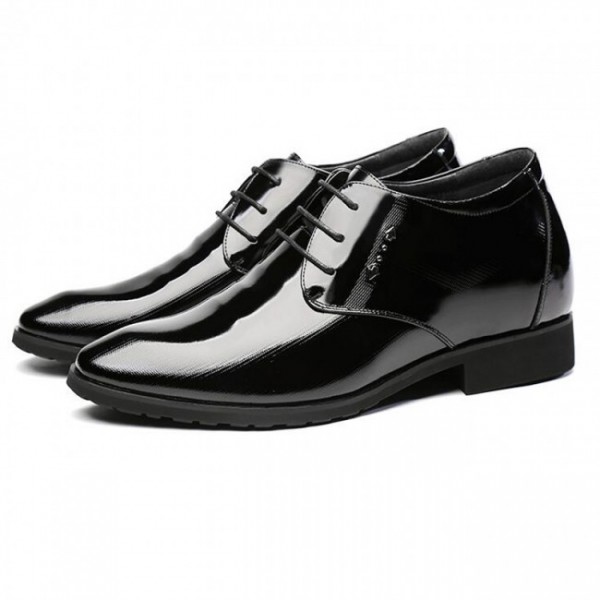 3.2Inches/8CM Black Cowhide European Elevator Shoes Tuxedo Busines Oxfords