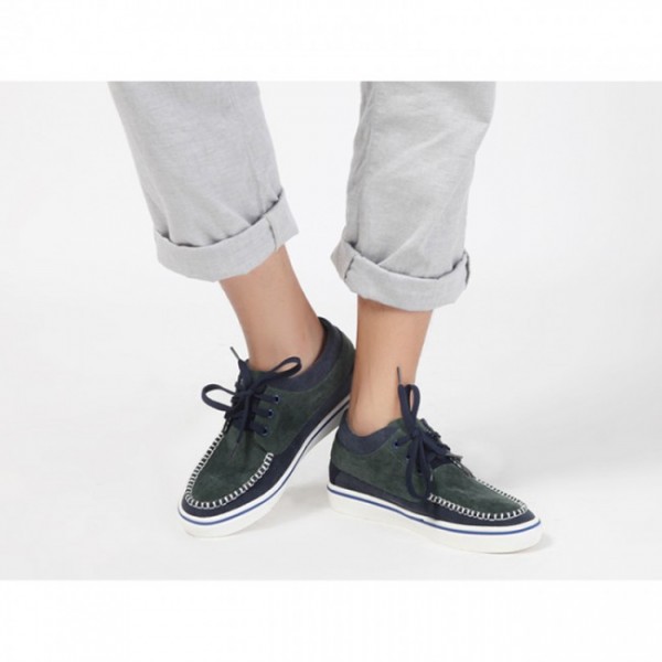 2.2Inches/5.5CM Green Canvas Elevator Height Increasing Trainers Boat Shoes