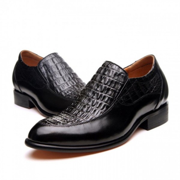 Tailor-made2.56Inches/6.5CM Black Crocodile Formal Height Increasing Shoes
