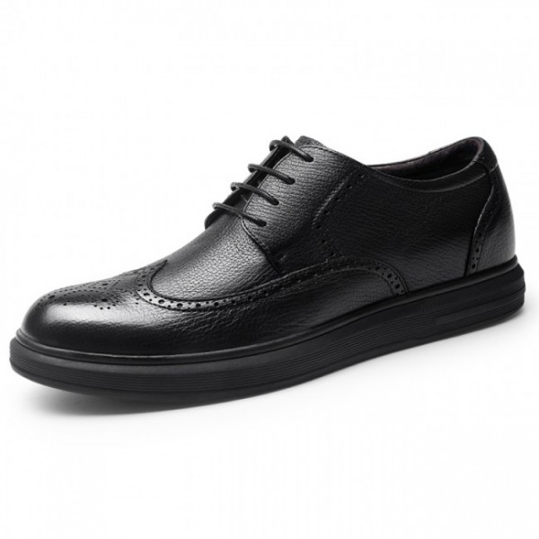 2.4Inch / 6cm Black Wing Tip Elevator Dressy Shoes Business Brogue Shoes