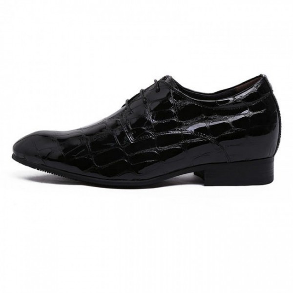 3.2Inches/8CM Black British Patent Leather Height Business Shoes