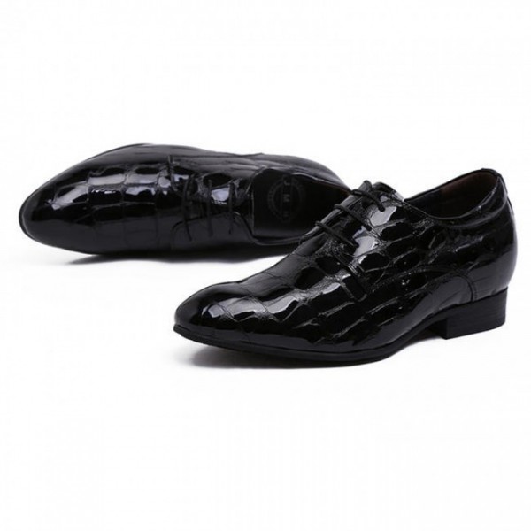 3.2Inches/8CM Black British Patent Leather Height Business Shoes