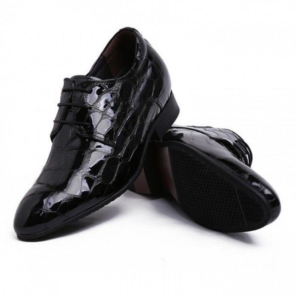 3.2Inches/8CM Black British Patent Leather Height Business Shoes