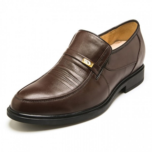 2.17 Inches/5.5CM Brown Europe Leather Height Increasing Formal Shoes