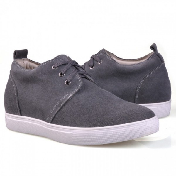 Highest Quality 2.36Inches/6CM Grey Leather Elevator Casual Shoes