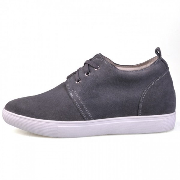 Highest Quality 2.36Inches/6CM Grey Leather Elevator Casual Shoes