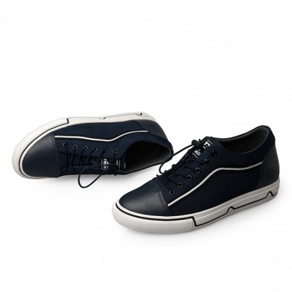 2.2Inches/5.5CM Height Increasing Dark Blue Canvas Shoes Lace Up Sneakers
